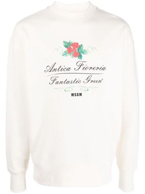 MSGM graphic-print organic-cotton sweatshirt - Neutrals