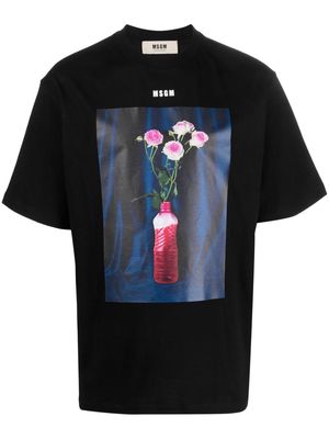 MSGM graphic-print organic-cotton T-shirt - Black