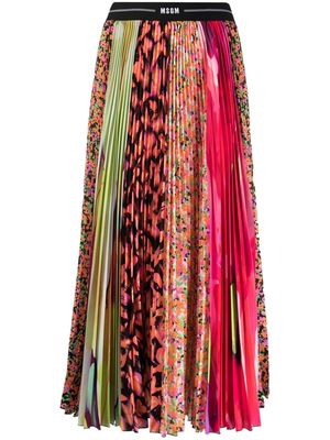 MSGM graphic-print pleated skirt - Green