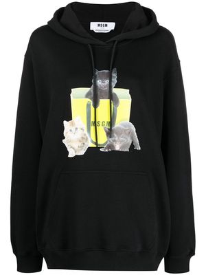 MSGM graphic-print pullover hoodie - Black