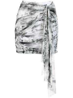MSGM graphic-print ruched miniskirt - Grey