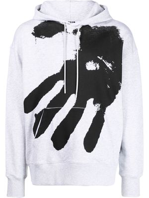 MSGM hand-print long-sleeve hoodie - Grey