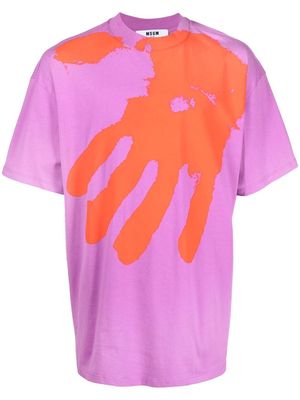 MSGM hand-print oversize T-shirt - Purple