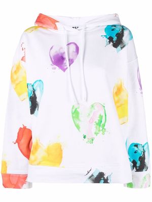 MSGM heart-print drawstring hoodie - White