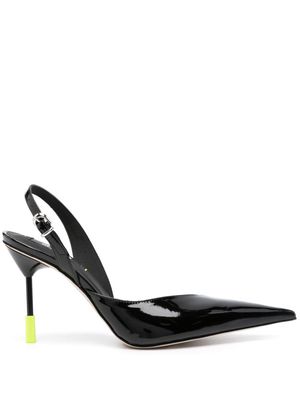 MSGM heel-appliqué 95mm leather slingback pumps - Black
