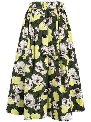 MSGM Hibiscus Camouflage-print skirt - Green
