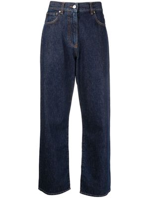 MSGM high-rise heart-patch jeans - Blue