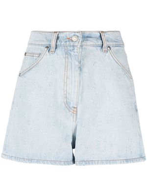 MSGM high-rise ripped-detailing denim shorts - Blue