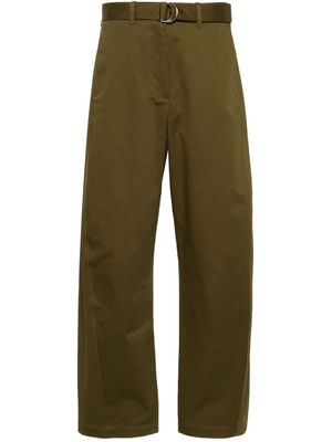 MSGM high-waist wide-leg twill trousers - Green