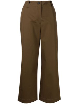 MSGM high-waisted buttoned cropped trousers - Brown