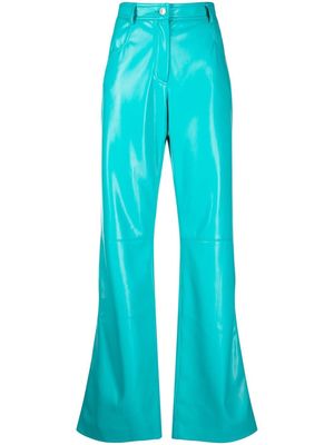 MSGM high-waisted faux-leather trousers - Blue