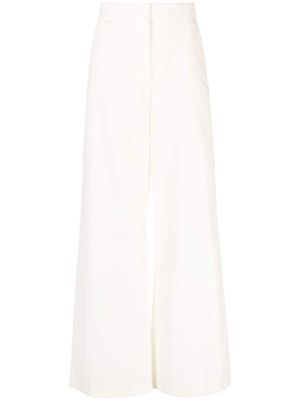 MSGM high-waisted flared velour trousers - White