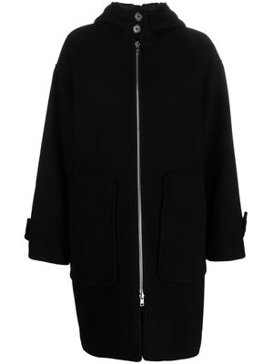MSGM hooded zip-front mid-length coat - Black