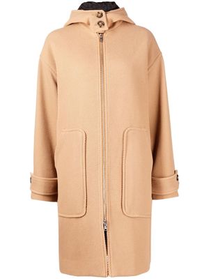 MSGM hooded zip-up coat - Neutrals