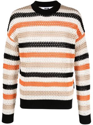 MSGM horizontal-stripe crew-neck sweater - Neutrals