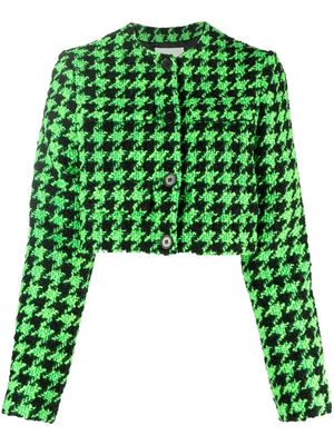 MSGM houndstooth-pattern cropped jacket - Green