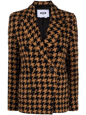 MSGM houndstooth-pattern double-breasted blazer - Brown