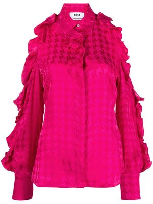 MSGM houndstooth-pattern ruffled shirt - Pink