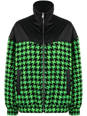 MSGM houndstooth-print zip-up jacket - Black