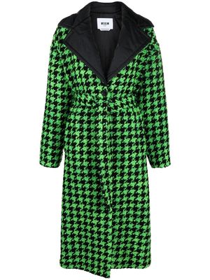 MSGM houndstooth single-breasted coat - Black