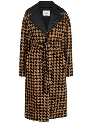 MSGM houndstooth single-breasted coat - Brown