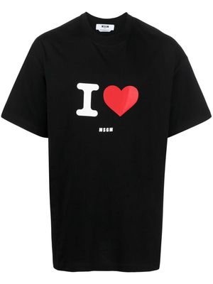 MSGM "I Love" cotton T-shirt - Black
