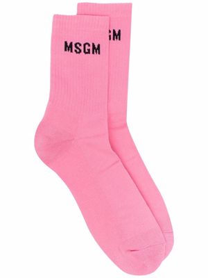 MSGM intarsia-knit ankle socks - Pink