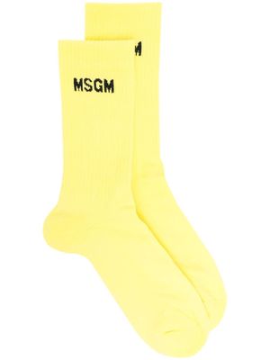 MSGM intarsia-knit ankle socks - Yellow