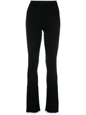 MSGM intarsia-knit logo high-waisted trousers - Black