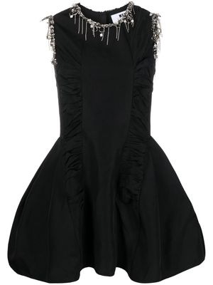 MSGM jeweled-embellished flared mini dress - Black