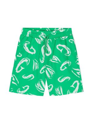 MSGM Kids abstract-print bermuda shorts - Green