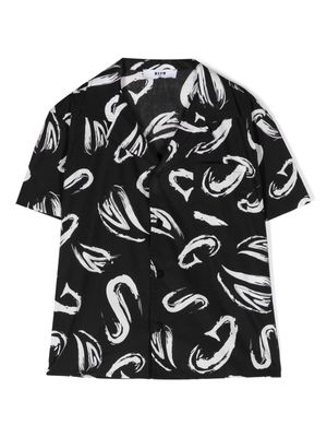 MSGM Kids abstract-print poplin shirt - Black