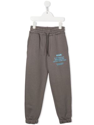 MSGM Kids Address-print track pants - Grey