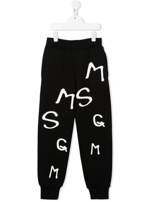MSGM Kids all-over logo print track pants - Black