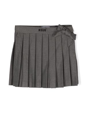 MSGM Kids bow-detail pleated mini skirt - Grey