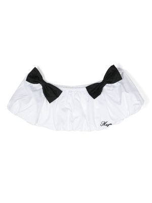 MSGM Kids bow-detailing cropped top - White
