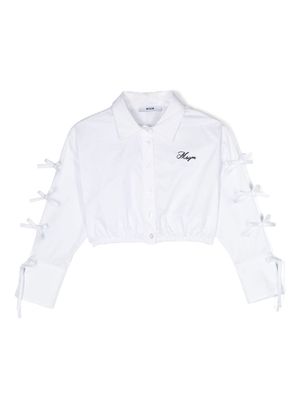 MSGM Kids bow-detailing poplin shirt - White
