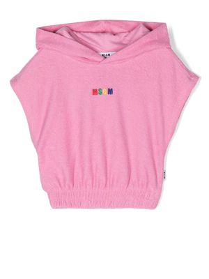 MSGM Kids cap-sleeves hooded pullover - Pink