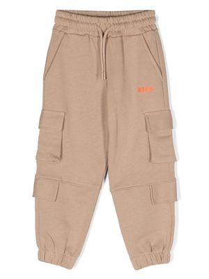 MSGM Kids cargo cotton track pants - Neutrals