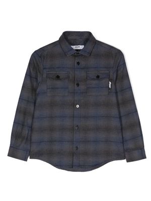 MSGM Kids check-pattern cotton shirt - Black