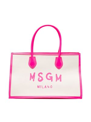 MSGM Kids contrasting-edge tote bag - Pink