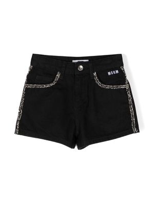 MSGM Kids contrasting-trim denim shorts - Black