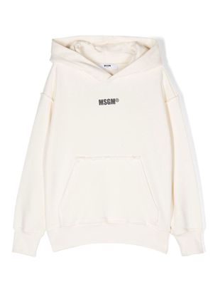 MSGM Kids cotton logo-print hoodie - Neutrals
