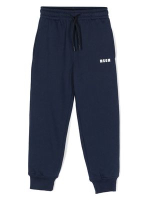 MSGM Kids cotton track pants - Blue