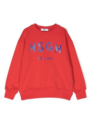 MSGM Kids crew neck long-sleeve sweatshirt - Red