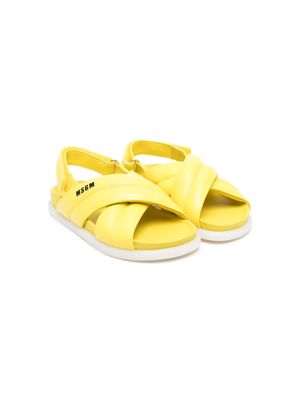 MSGM Kids crossover-strap leather sandals - Yellow