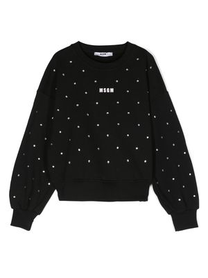 MSGM Kids crystal-embellished cotton sweatshirt - Black