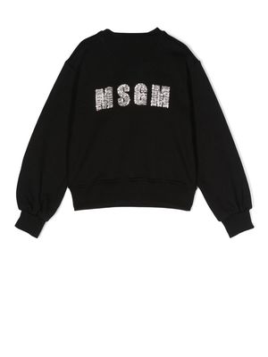 MSGM Kids crystal-logo sweatshirt - Black