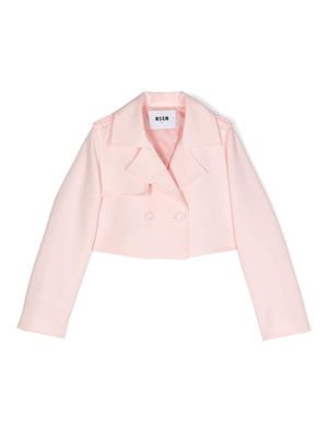 MSGM Kids double-breasted cropped jacket - Pink