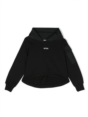 MSGM Kids drawstring-hem cotton hoodie - Black